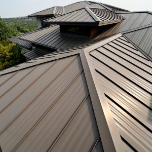 Balcones Roofing & Remodeling24-Gauge 1" Standing-Seam Metal Roof in Medium Bronze - Dripping Springs, Texas