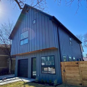 Balcones Roofing & RemodelingGAF Timberline HDZ in Slate along with Hardue board & batten siding & exterior paint - Austin, Texas
